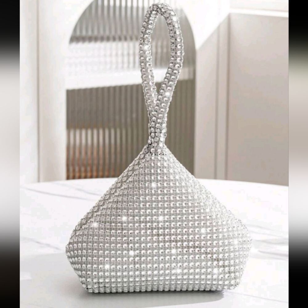 Silver Sequin Evening Bag Handbag